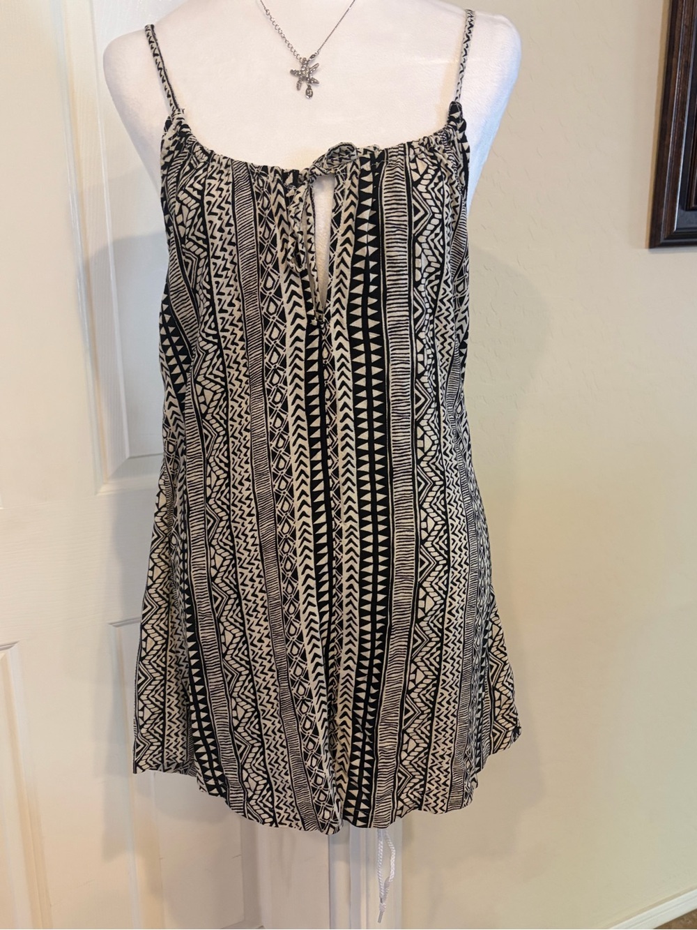Volcom Retro Romper in Tribal Print Black and Cream